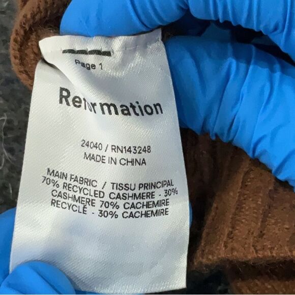 Reformation Cashmere Crew Sweater Kitten Soft Brown Cinnamon Lightweight XL - Picture 6 of 10